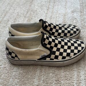 Vans Black and White Checkered Slip-On Sneakers